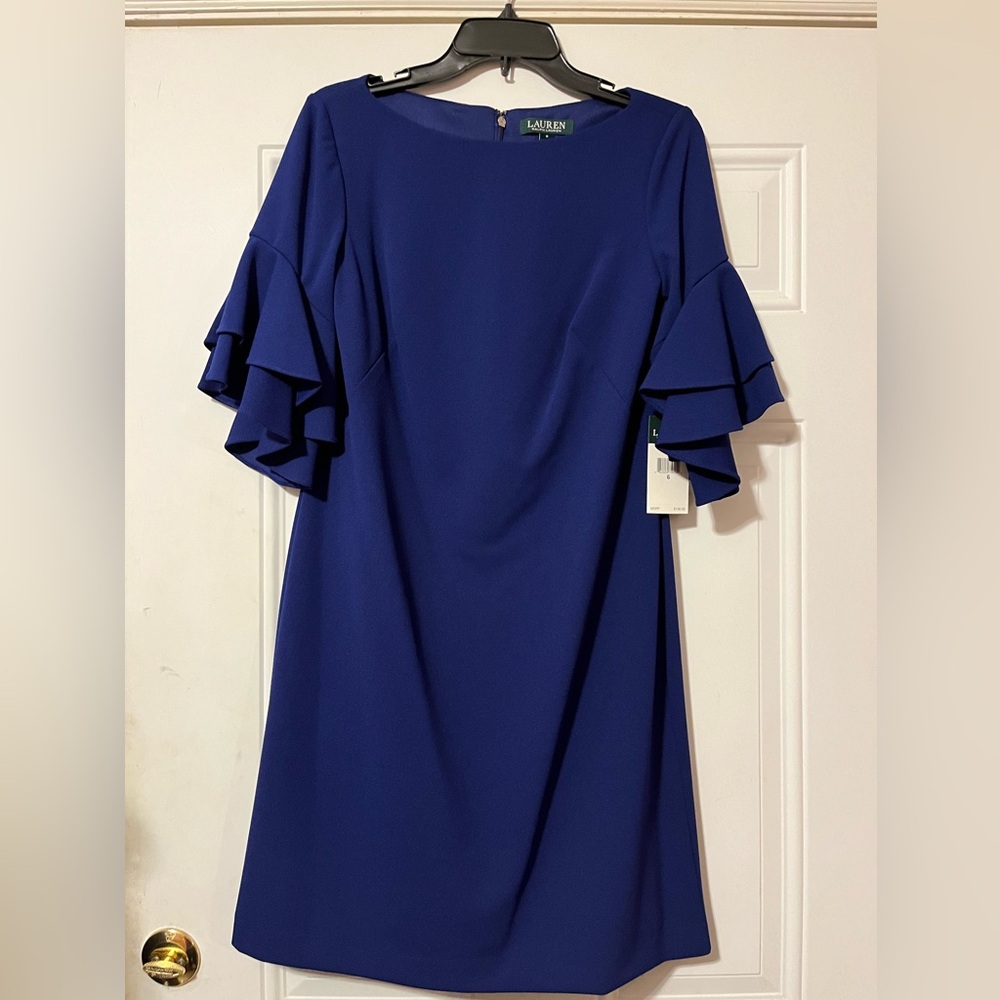 Ralph Lauren Blue Ruffle Sleeve Dress